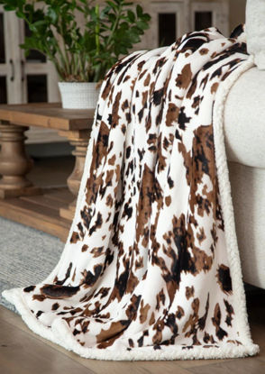 Picture of Tri- color cowhide plush throw