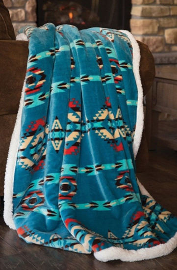 Picture of Turquoise Southwest Plush Throw