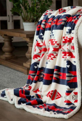 Picture of Red, White and Blue Southwest Plush Throw