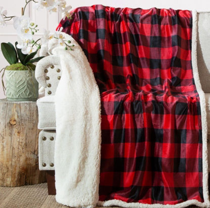 Picture of Red and Black Buffalo Plaid Plush Throw