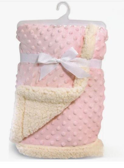 Picture of Baby Pink Bumpy Plush & Sherpa Blanket