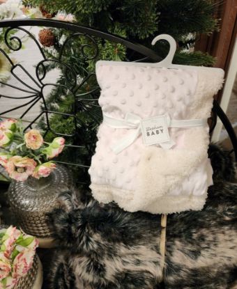 Picture of Baby Pink Bumpy Plush & Sherpa Blanket