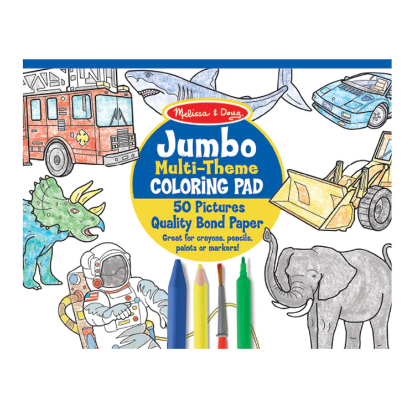Jumbo Coloring Pad Blue Multi Theme with a Box of 24 Crayons