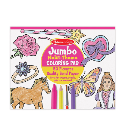 Jumbo Coloring Pad Pink Multi Theme with a Box of 24 Crayons