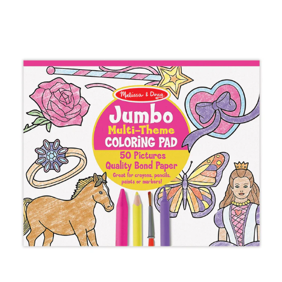 Jumbo Coloring Pad Pink Multi Theme with a Box of 24 Crayons
