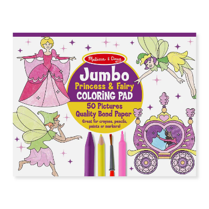 Jumbo Coloring Pad Princess & Fairy with a Box of 24 Crayons