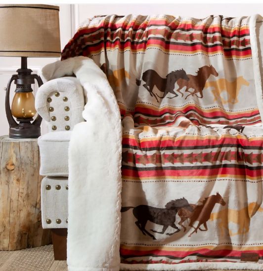 Picture of Running Horses Plush Throw