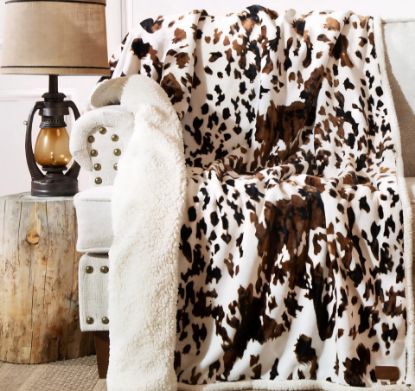 Picture of Tri Color Cowhide Plush Throw