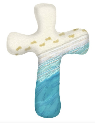 Comforting Hand-Held Clay Cross Footprints